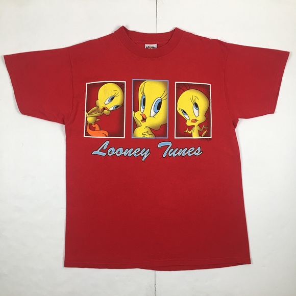 Vintage Looney Tunes Tweety Bird Graphic T-Shirt Red Cartoon 90s Warner Bros. - Picture 2 of 15